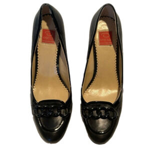 Oscar de la Renta black leather high heel pumps 9M